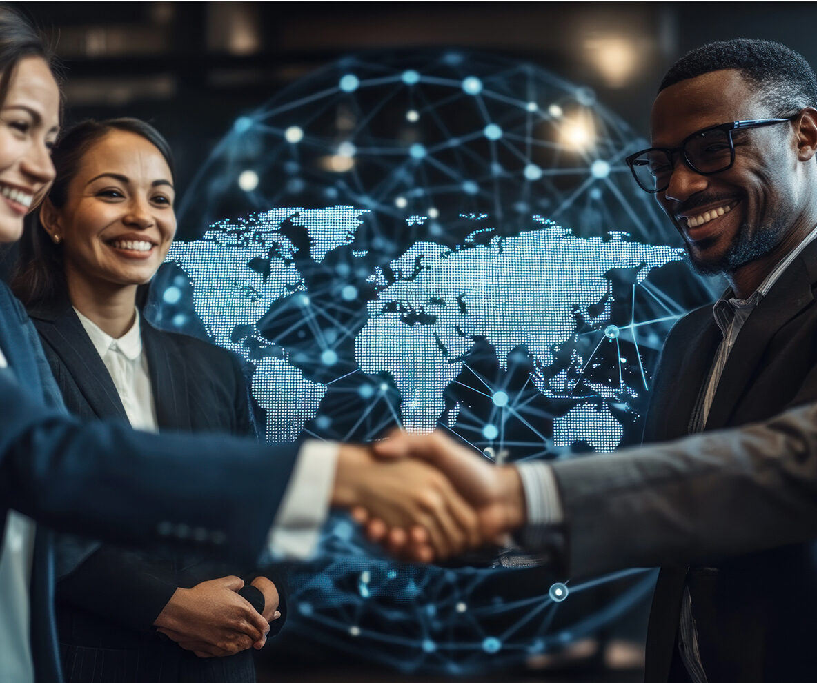 Equipa da GV Multi-Services e parceiros internacionais em reunião de negócios